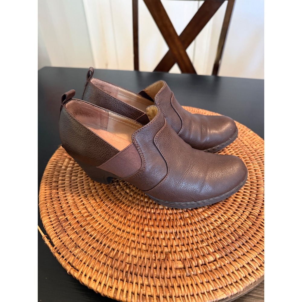 Croft & Barrow Ortholite Brown Ankle Boots Shooties Block Heel Womens Size 8.5